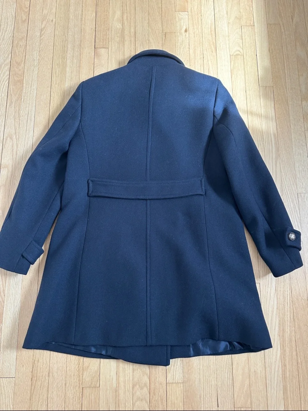 Zara women’s navy wool blend swing pea coat size large - Picture 7 of 9